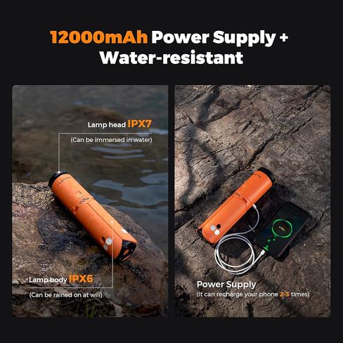 Camping Lantern Rechargeable, Portable Magnetic Camping Lights with 12000mAh Battery, Telescoping IPX6/IPX7 Waterproof Flashlights, Camping Lamp for Emergency, Camping, Hiking (Desert Yellow) in Kuwait