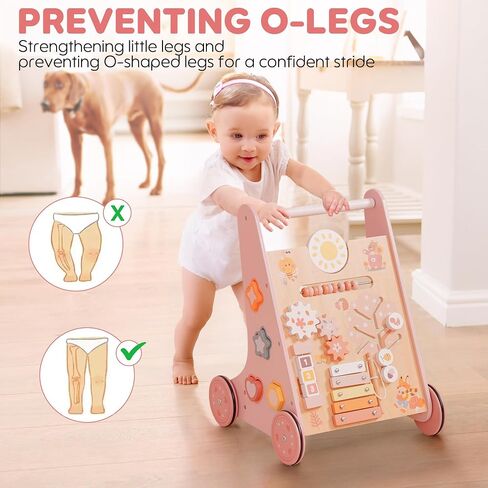 ROBUD Wooden Baby Walker, Baby Push Walker with Activity Center and Storage for Boys and Girls Learning to Stand and Walk in Saudi Arabia