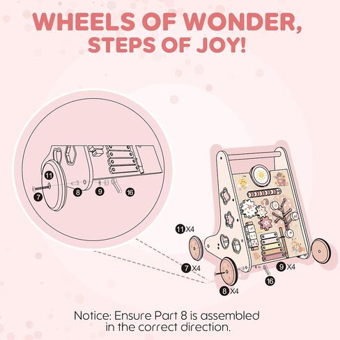 ROBUD Wooden Baby Walker, Baby Push Walker with Activity Center and Storage for Boys and Girls Learning to Stand and Walk in Saudi Arabia