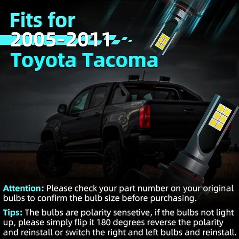 Tacoma LED Fog Lights Compatible with 2012-2023 Toyota Tacoma Fog Light Bulbs Kit, 6500K Cool White, Pack of 2 in Kuwait