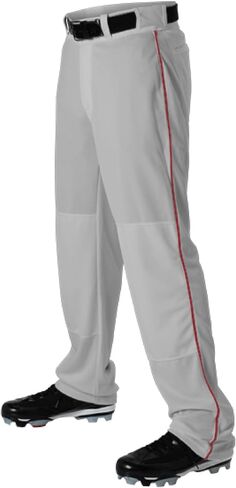 Alleson Athletic Men's Standard Baseball Pant with Braid, Charcoal/Black, Large in Saudi Arabia