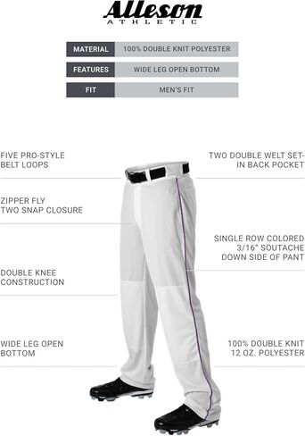 Alleson Athletic Men's Standard Baseball Pant with Braid, Charcoal/Black, Large in Saudi Arabia