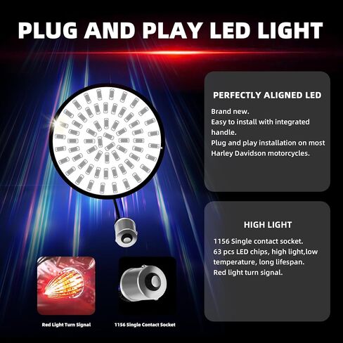 FATECIM Motorcycle 2" 1156 LED Rear Front Turn Signal Amber Light Bulb Blinker Indicator with Supersonic Replacement Smoke Lens for Harley Softail Touring Dyna Fat Boy Sportster Road King Street Glide in Kuwait
