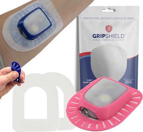 Omnipod Grip Shield with Comfort Ring. Designed by Deck My Diabetes. Reusable, Flexible One-Handed Application(2 Overlay Patches Included!) (Bright Pink) in Saudi Arabia