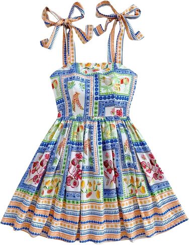Floerns Women's Summer Floral Print Tie Shoulder Cami Dress Flare Hem Boho Mini Dress in Kuwait