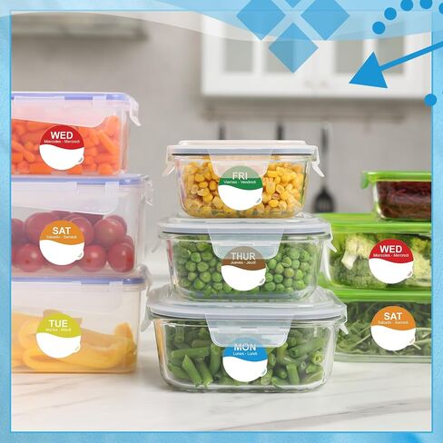 7000 Pcs Day of The Week Labels Food Labels Monday Through Sunday Management Inventory Stickers Removable Weekly Self Adhesive Date Dot Stickers for Restaurant Kitchen Containers (Square) in Saudi Arabia