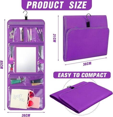 Hanging Toiletry Bag with Mirror Travel Foldable Beauty Bag Dance Bag with Mirror Backstage Cosmetic Bag Foldable Makeup Storage Organizer for Traveling Dancers Artists Home Spa (Black) in Kuwait