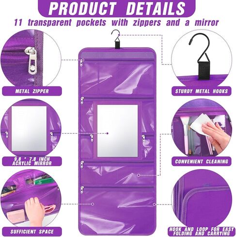 Hanging Toiletry Bag with Mirror Travel Foldable Beauty Bag Dance Bag with Mirror Backstage Cosmetic Bag Foldable Makeup Storage Organizer for Traveling Dancers Artists Home Spa (Black) in Kuwait