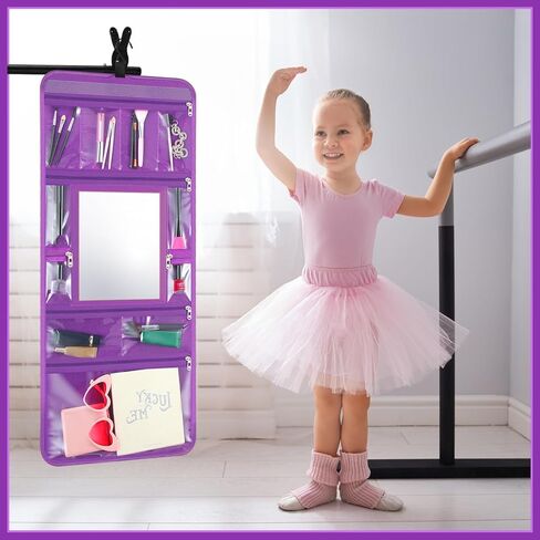 Hanging Toiletry Bag with Mirror Travel Foldable Beauty Bag Dance Bag with Mirror Backstage Cosmetic Bag Foldable Makeup Storage Organizer for Traveling Dancers Artists Home Spa (Black) in Kuwait