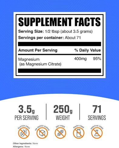 BulkSupplements.com مسحوق سيترات المغنيسيوم - مكمل المغنيسيوم، ملين سيترات المغنيسيوم، سيترات المغنيسيوم 400 ملغ - سيترات المغنيسيوم النقي، خالي من الغلوتين - 3500 ملغ لكل وجبة، 1 كجم (2.2 رطل) in Saudi Arabia