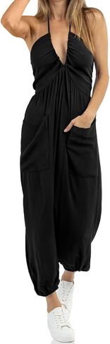 Cicy Bell Women's Sexy Halter Jumpsuits Casual Deep V Nevk Beach Jogger Long Pants Rompers in Kuwait