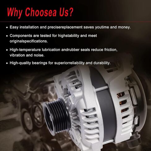 Alternator Compatible with 2008-2012 Accord 2010 Accord Crosstour 3.5L V6 Replace for 11392 31100R70A01 2100645 1042105910 in Kuwait
