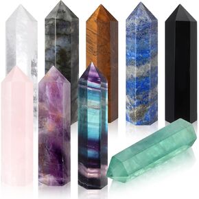 9 Sets Healing Crystal Wand, 2-2.4 Inch Amethyst Rose Quartz Clear Quartz Tiger Eye Obsidian Fluorite Labradorite Lapis Lazuli for Meditation Crystal Therapy Reiki Meditation Supplies in Saudi Arabia