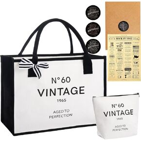 Crisky 40th Birthday Gifts for Women Canvas Tote Bag N40 Beach Bag for Wife/Sister/Mom/Aunt/Friends 40th Birthday Gifts,17" x 12" x 7", Off-white in Saudi Arabia