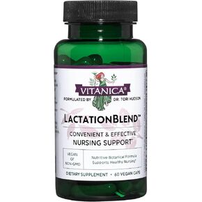 Vitanica LactationBlend، مكمل الرضاعة لزيادة إمدادات حليب الثدي وتدفق دعم الرضاعة الطبيعية العضوية، مع الشمر، شوك الحليب، الحلبة وأكثر من ذلك، غير معدل وراثيًا، نباتي، 60 كبسولة