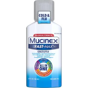 Mucinex Fast-Max Cold & Flu All-in-One Maximum Strength Liquid, 6 fl. oz. (Packaging May Vary)