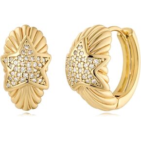 MYEARS Women Star Earrings Gold Huggie Hoop Diamond Cubic Zirconia 14K Gold Filled Small Simple Handmade Hypoallergenic Everyday Jewelry in Kuwait