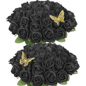 Red Roses Artificial Flowers Velvet Silk Roses Fake Flowers Faux Artificial Roses Stem Bulk - 36Pcs Realistic Roses for Wedding Centerpieces Flower Arrangement Bridal Bouquet Valentines Day Home Decor
