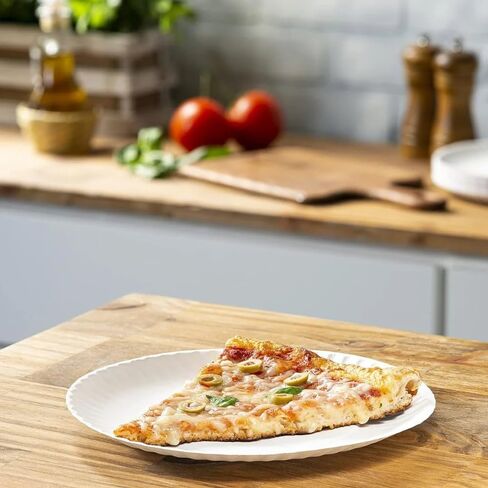 طبق ورقي لأواني الطعام اليومية من مجموعة نيكول هوم، 22.86 سم (عدد 100) وأطباق حلويات ورقية، 15.24 سم، أبيض in Kuwait