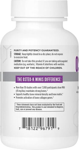 NBI Osteo-K دعم العظام | مركب فيتامين د وك مع مكمل سيترات الكالسيوم | 45 ملغ من فيتامين K2 (MK4) لصحة العظام القوية ووظيفتها | كبسولات نباتية 180 قيراط in Kuwait