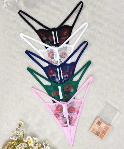 Murimia Thongs for Womens Sexy Lace No Show Underwear Women Pack G String Thongs Panties in Kuwait