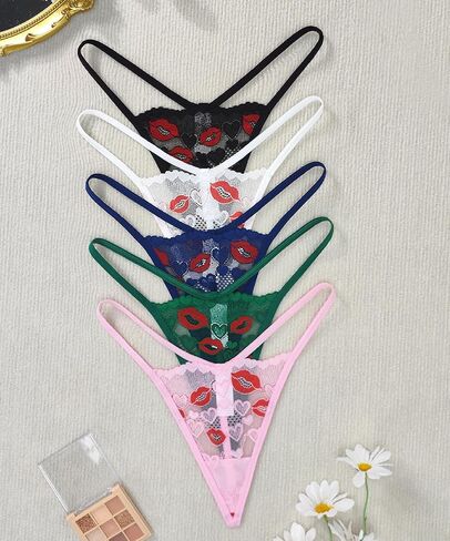 Murimia Thongs for Womens Sexy Lace No Show Underwear Women Pack G String Thongs Panties in Kuwait