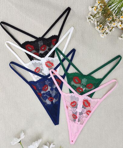 Murimia Thongs for Womens Sexy Lace No Show Underwear Women Pack G String Thongs Panties in Kuwait