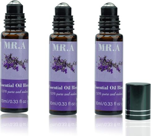 4 Pack Essential Roll On Blend Oils Set, 100% Natural Fragrance Oil, Aromatherapy Roll On Blend Oil with Pure Lavender, Petitgrain, Bergamot, Oregano Oil, Relaxation Gift for Women & Men 0.33Fl Oz in Saudi Arabia