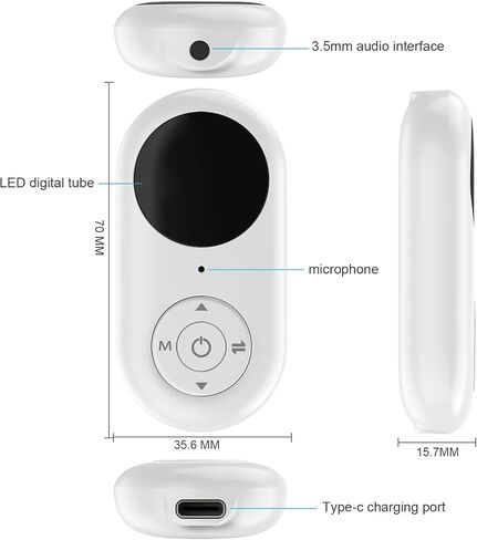 جهاز استقبال إرسال الصوت Isobel Bluetooth 5.3 للتلفزيون/الكمبيوتر/السيارة/ستيريو المنزل/سماعات الرأس/سماعات رأس لاسلكية/Aux/مساعد/موسيقى/مكبر صوت/سماعات الأذن/مقبس سماعة الرأس إلى 3.5 مم جاك ميكروفون in Kuwait