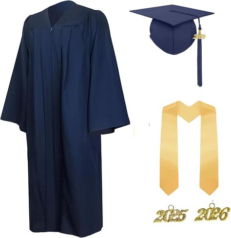 TOONRAIN Graduation Gown Cap Matte Graduation Costume Gown Tassel Set Graduation Clothes and Stole for High School & Bachelor in Kuwait