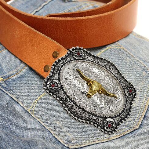WMG Bull Head Cowboy Rodeo Western Large Longhorn Gold Tone Cowboy Bull إبزيم حزام أنيق للجنسين in Kuwait