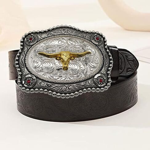 WMG Bull Head Cowboy Rodeo Western Large Longhorn Gold Tone Cowboy Bull إبزيم حزام أنيق للجنسين in Kuwait