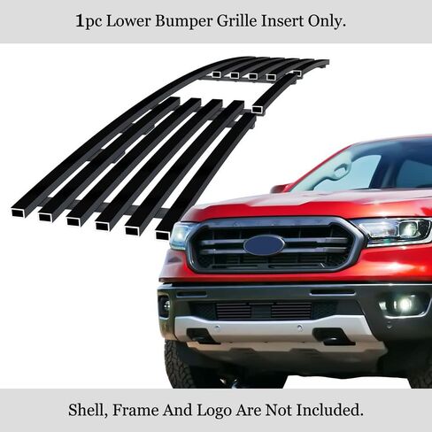 APS Compatible with Ford Ranger 2019-2023 with Adaptive Cruise Control Lower Bumper Stainless Steel Black Mesh Front Grill Grille Insert F75191H in Kuwait
