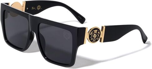 Kleo Eminent - Flat Top Classic Square Side Floating Coin Lion Head Medallion Hip Hop Sunglasses in Kuwait