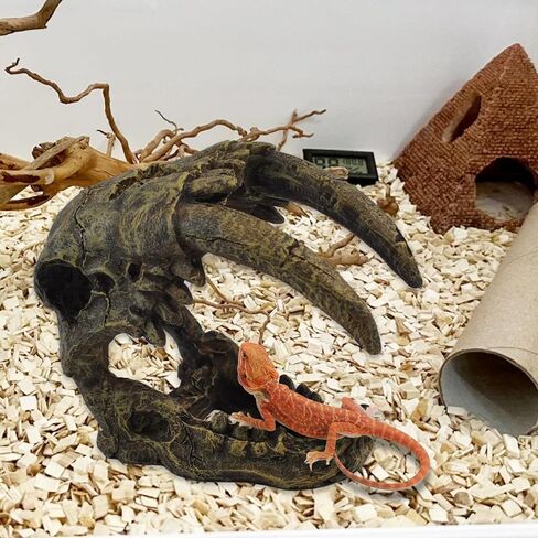 kathson Reptile Resin Dinosaur Skull Decoration Bearded Dragon Tank Triceratops Skeleton Accessories Vines Flexible Leaves Decor for Lizards Tortoises Snakes Frogs(3 PCS) in Saudi Arabia