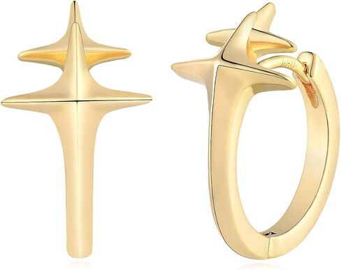 MYEARS Women Star Earrings Gold Huggie Hoop Diamond Cubic Zirconia 14K Gold Filled Small Simple Handmade Hypoallergenic Everyday Jewelry in Kuwait