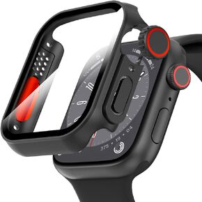 Suoman for Apple Watch 42mm Tempered Glass Screen Protector Case, [Anti-Peeping] All-Round Durable Hard PC Protective Cover for iWatch Series 11/10 (Black-42mm) in Kuwait