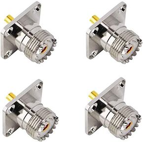 UHF Female SO239 4-Hole Panel Chassis Mount Flange Panel Mount Adapter Solder Cup RF Coaxial Coax Connector Adapter for PL259 Male Plug Pack of 4