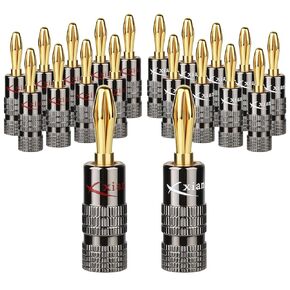 Banana Plug-10 Pairs,18-12AWG - 24K Gold Plated 4mm Audio Speaker Connector for Speaker Wire, Wall Plates, Audio Video Receiver, Amplifiers and Sound Systems