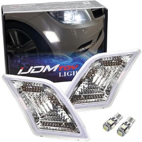 iJDMTOY Euro Clear Lens Front Side Marker Lights مع مصابيح LED بيضاء بديلة متوافقة مع 2008-11 Mercedes Pre-LCI W204 C250 C300 C350 & 2008-2013 C63 AMG، استبدل مصابيح OEM العنبر الجانبية