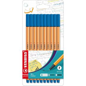 Fineliner - STABILO Point 88 - Wallet of 10 - Blue
