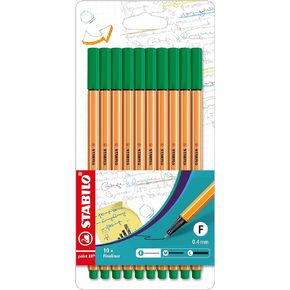 Fineliner - STABILO Point 88 - Wallet of 10 - Blue