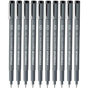 STAEDTLER Staedtler 0.5 Mm Pigment Liner Fineliner Sketching Drawing Drafting Pens Pack Of 10