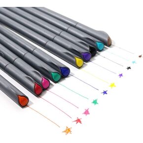 Fineliner Color Pen Set 0.38mm Fiber Nibs Colored Fine Line Point Assorted Colors, Pack of 10