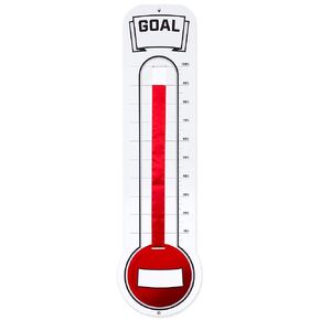 Fundraising Thermometer Chart Goal Tracker | Dry Erase Goal Setting Wall Mounted Thermometer | Giant Sales Goal Board with Pull-Through Ribbon Progress Tracker (46" x 12") by ORCA