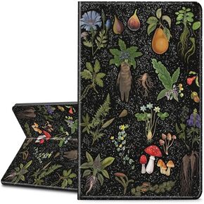 for Kindle Paperwhite E-Reader 10th Generation Case 6.0" 2018, Premium PU Leather Smart Folio Case Slim Shell Folding Stand Cover with Auto Sleep/Wake, Flowers Plants Mushrooms