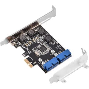 PCIE USB 3.0 Header, PCIExpress to Internal 2 Port 19Pin Header USB 3.0 Expansion Card Front Panel Header with Low Profile Pci USB 20 Pin