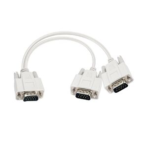 PNGKNYOCN DB9 Y Splitter Cable DB9 9 Pin 1 Male to 2 Male Rs232 Serial Splitter Adapter Straight-Through Cable for Connect Various Serial Interface Devices 30cm