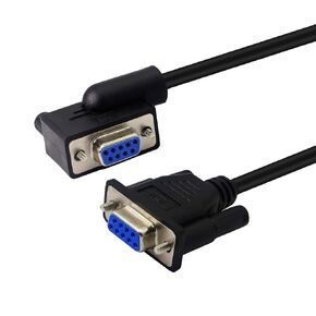 PNGKNYOCN 30 cm Straight Through DB9 RS232 Serial Cable. 90 Degree Left Angled RS232 Female to Female Cable, YOUCHENG, for Computers, Printers, Scanners(L)