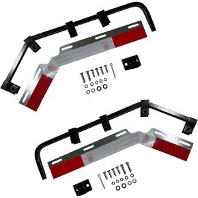 Pair Angle Down Bar Mud Flap Hangers Bracket Angled 28" with Mounting Kit for Heavy Duty Semi Truck Square Spring Steel Arm W/ PCS Mud Flap Reflector Plates